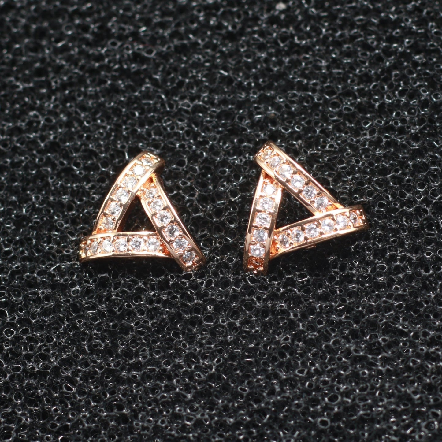 Gold - Plated Triangle Zircon Stud Earrings | Minimalist Geometric Anti - Tarnish - Maxiblink