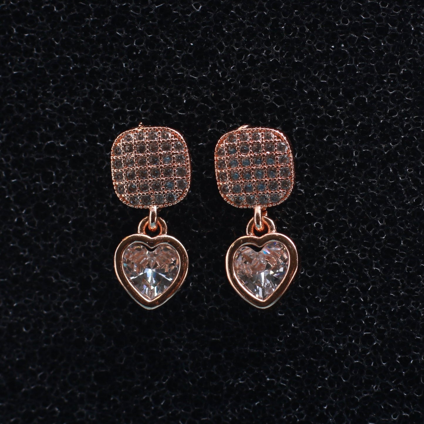 Heart Drop Studs with Crystal Center - Maxiblink