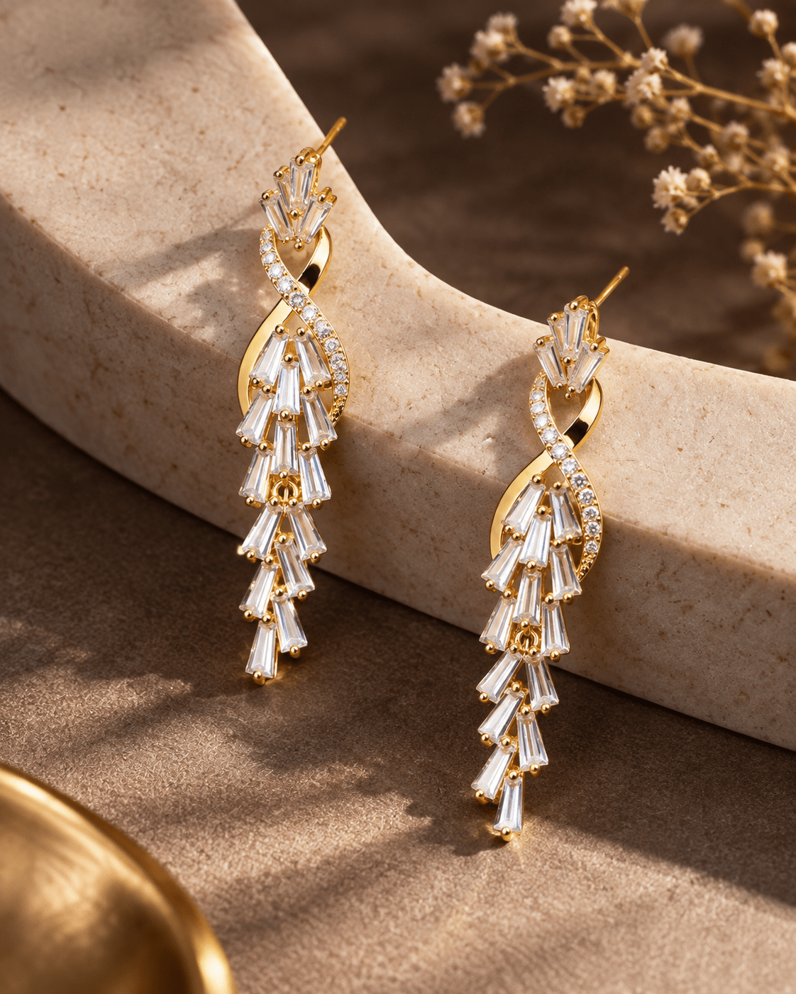 Infinity Twist Baguette Drop Earrings - Maxiblink