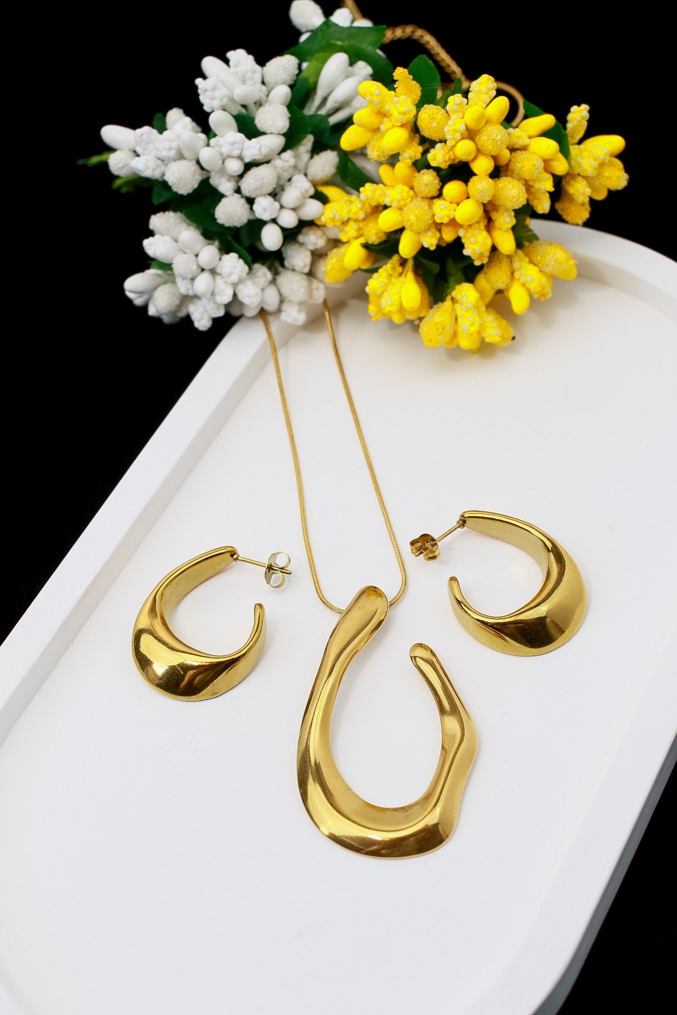 Irregular Drop Pendant Necklace & Earring Set