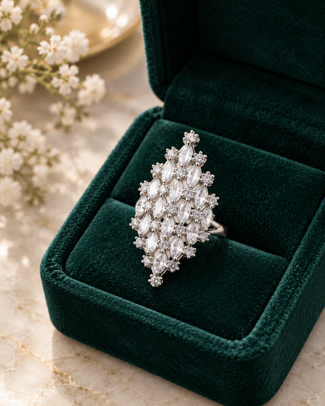 Marquise CZ Cluster Shield Statement Ring - Maxiblink