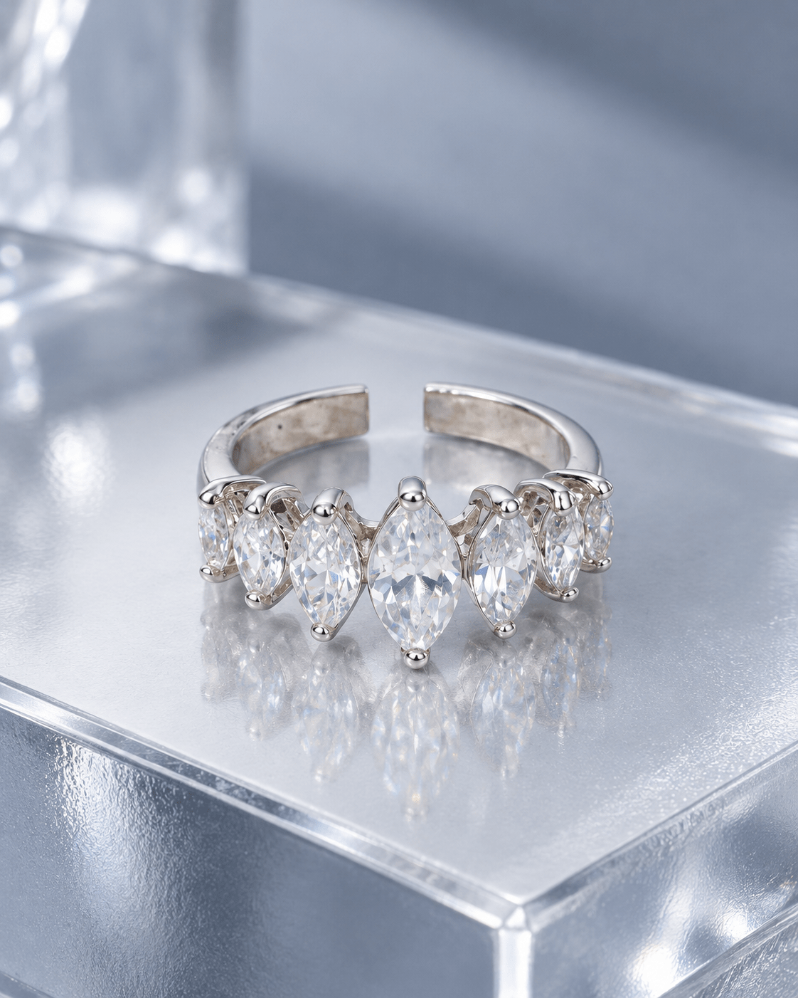 Marquise CZ Graduated Half-Eternity Ring - Maxiblink