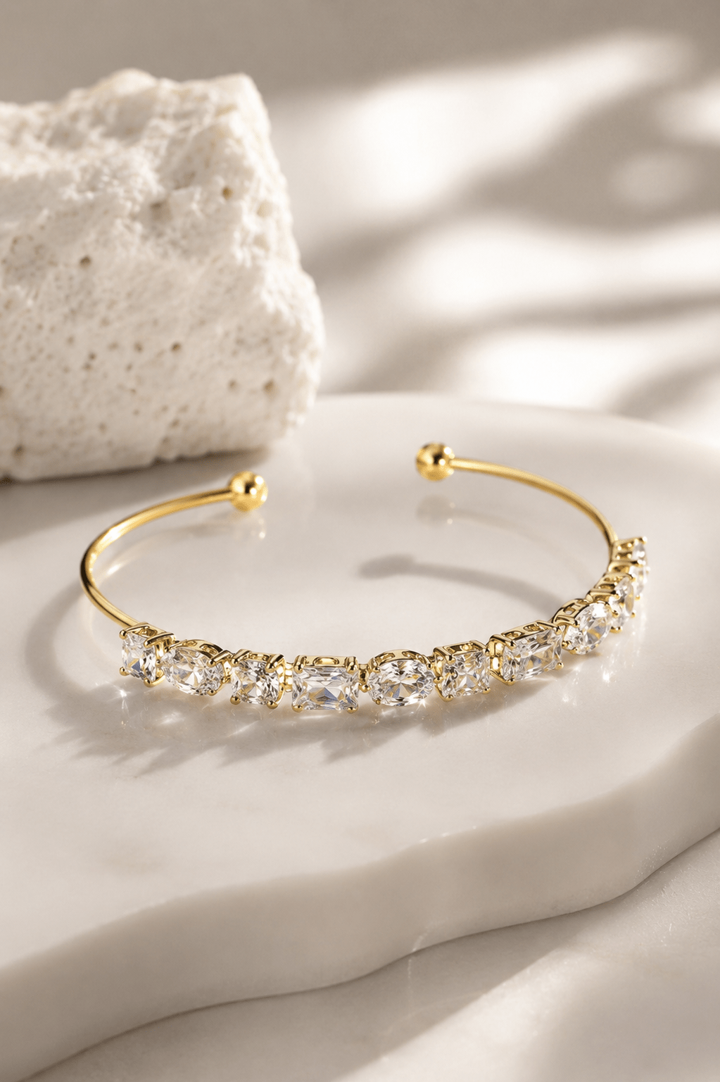 Mixed Cut Crystal Cuff Bracelet - Maxiblink