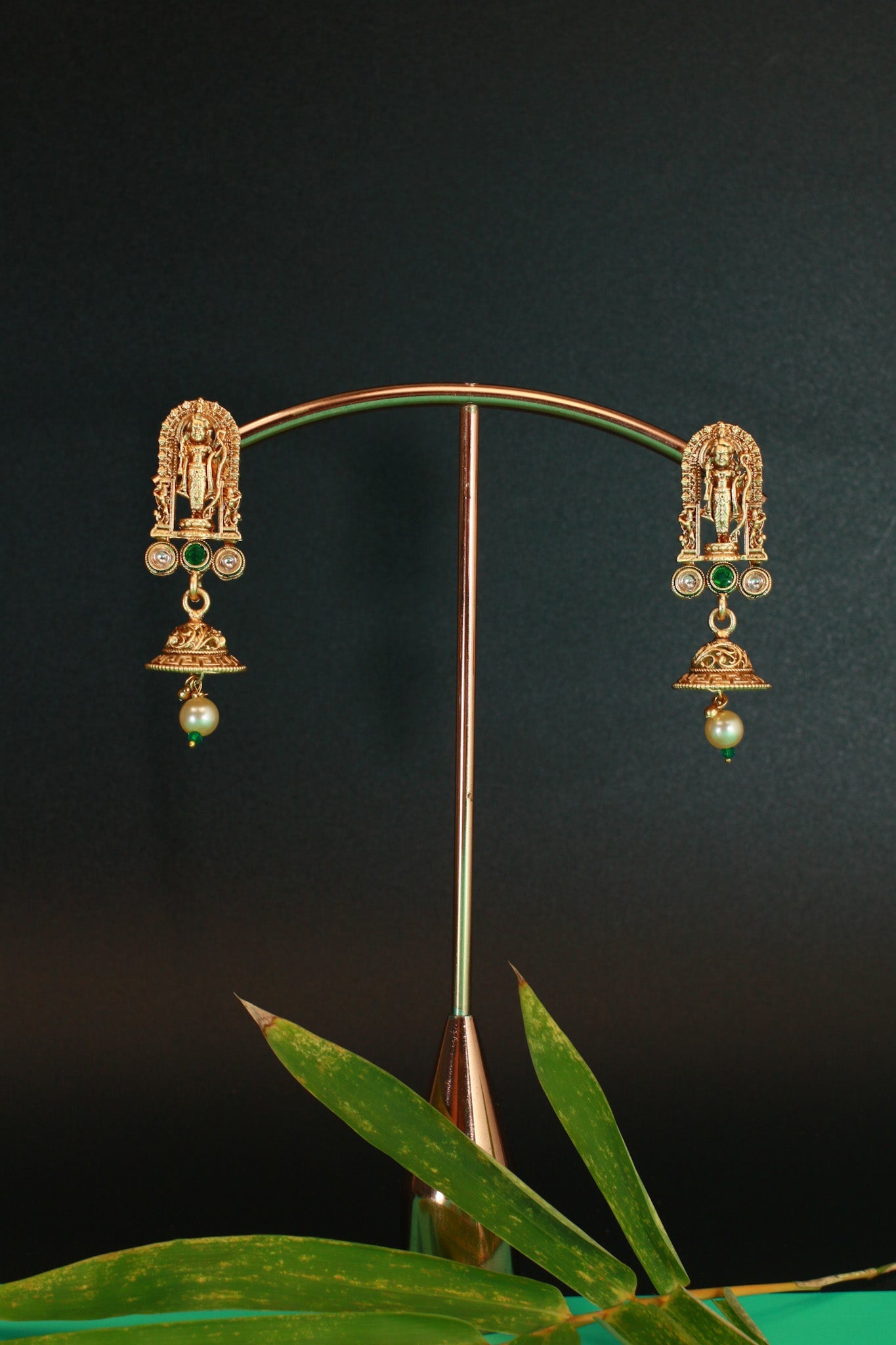 Multi - Strand Pearl Mala with Meenakari Balaji Temple Pendant - Maxiblink