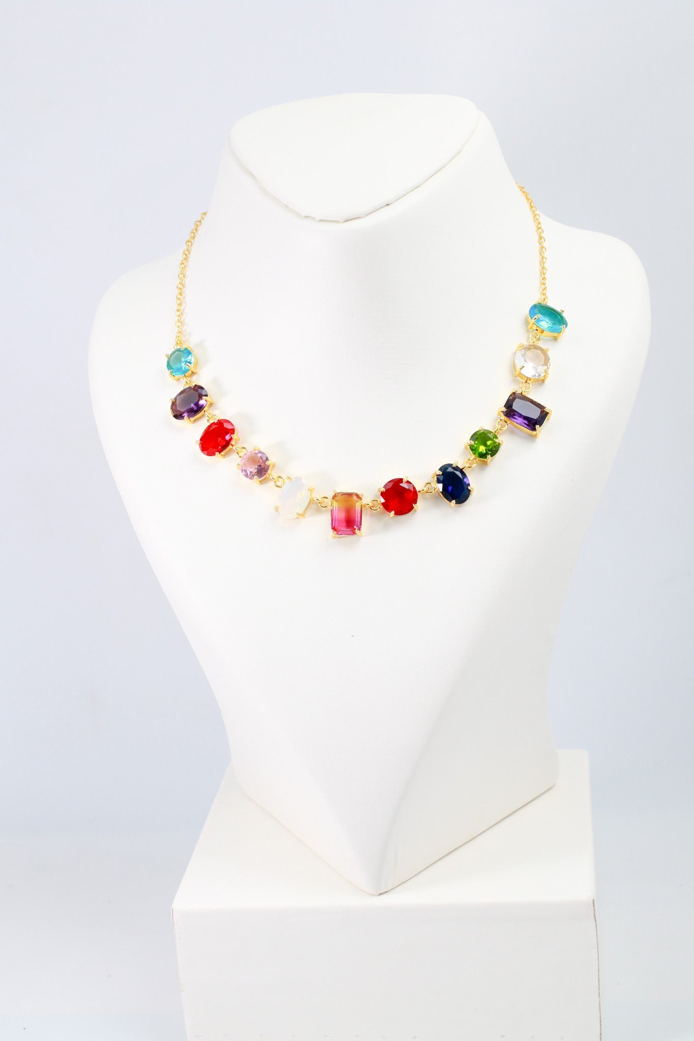Multicolor Stone Choker Necklace | Natural Stones, Gold - Plated Brass, Anti - Tarnish - Maxiblink