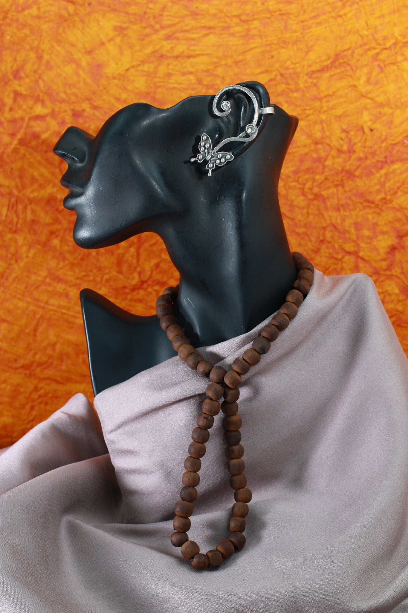 Oxidised Butterfly Earcuff in German Silver – Stylish Ear Wrap - Maxiblink