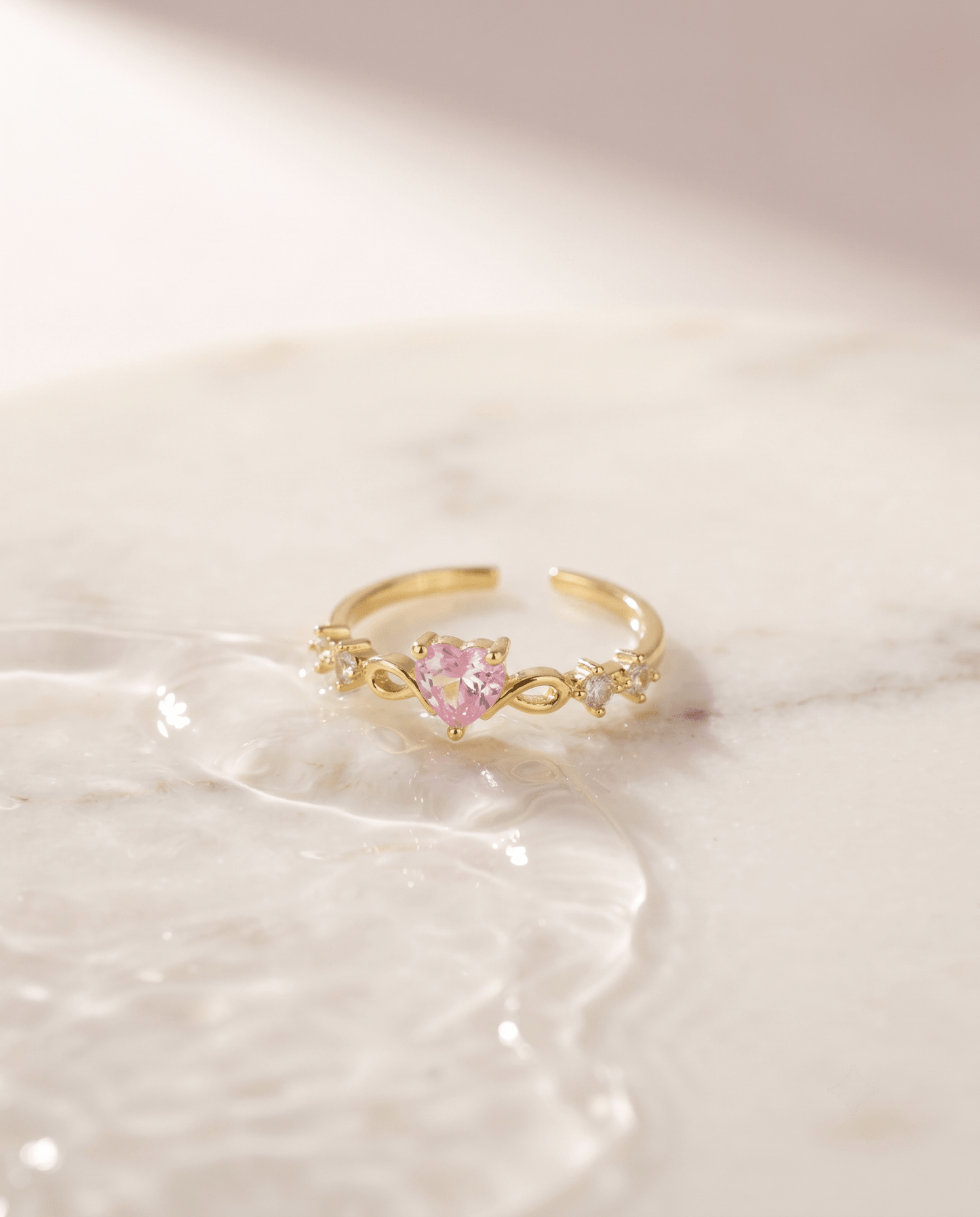 Pink Heart Infinity Dainty Ring - Maxiblink