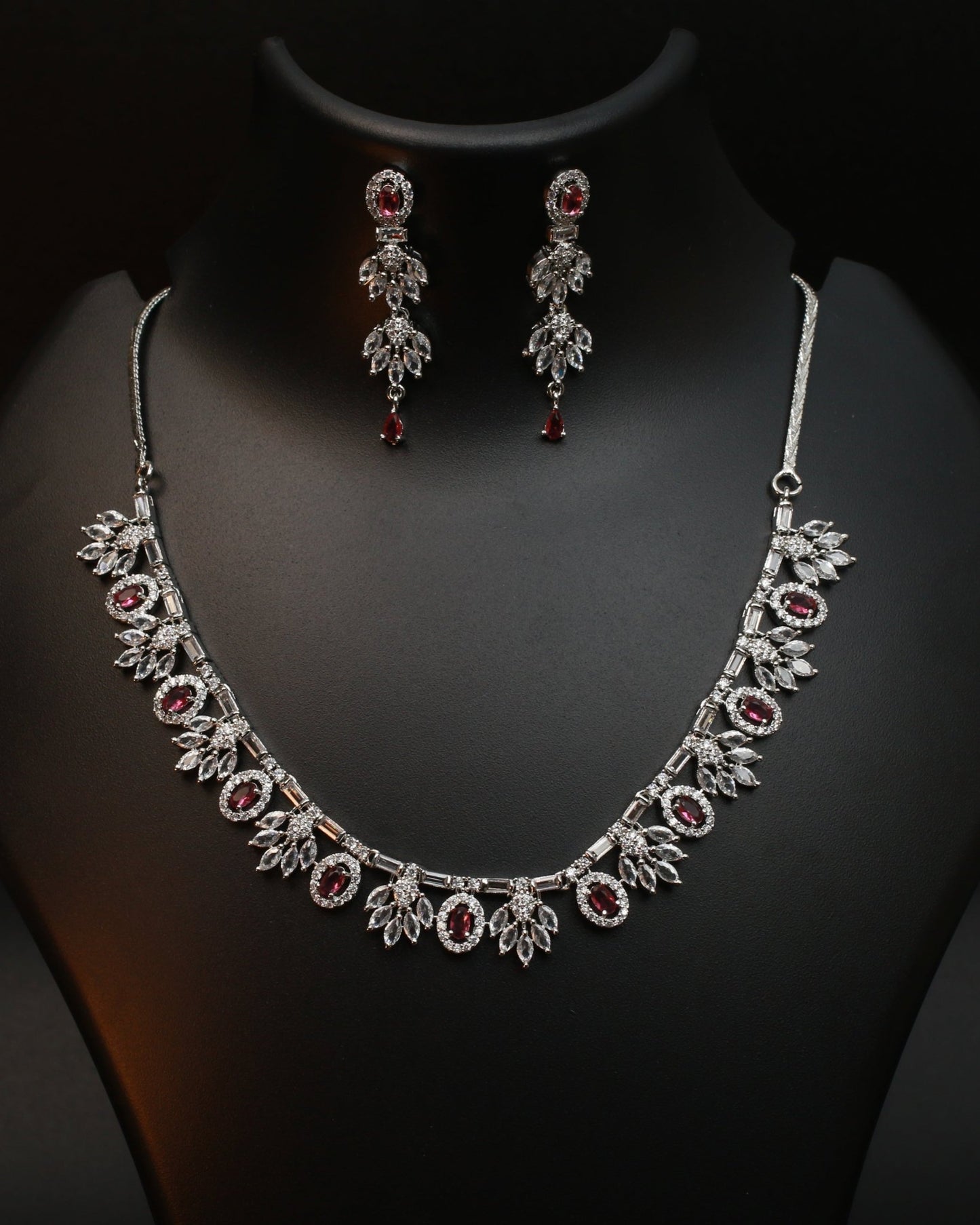 Ruby Floral Sparkle Necklace Set - Maxiblink