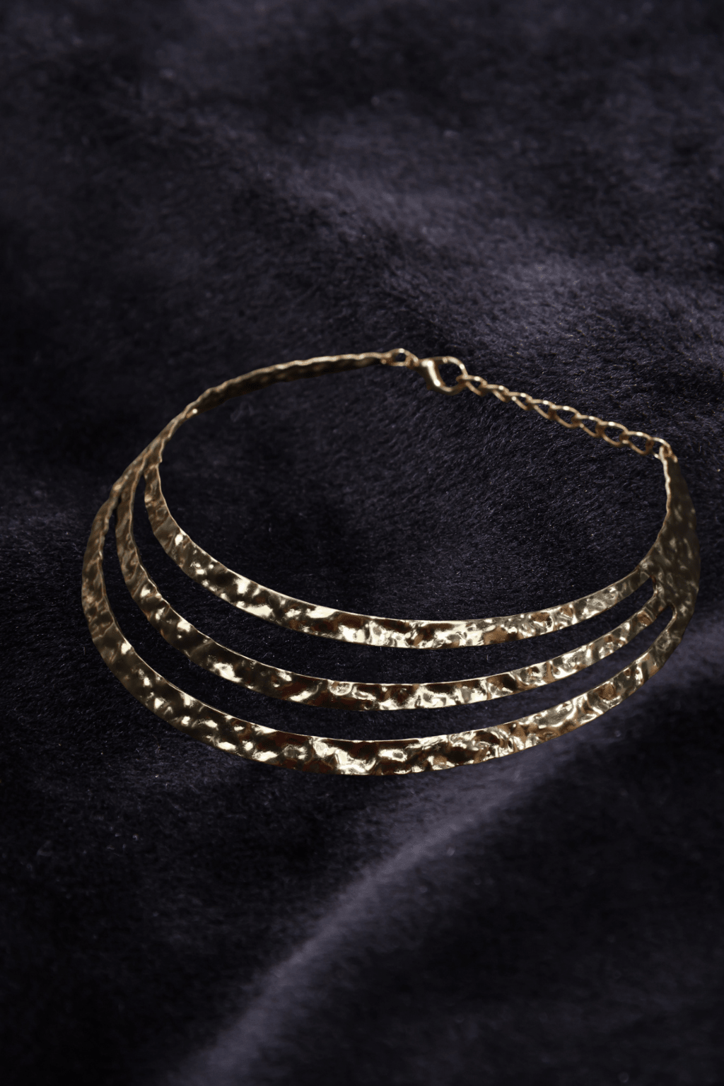 Triple Layered Hammered Gold Statement Collar Necklace - Maxiblink
