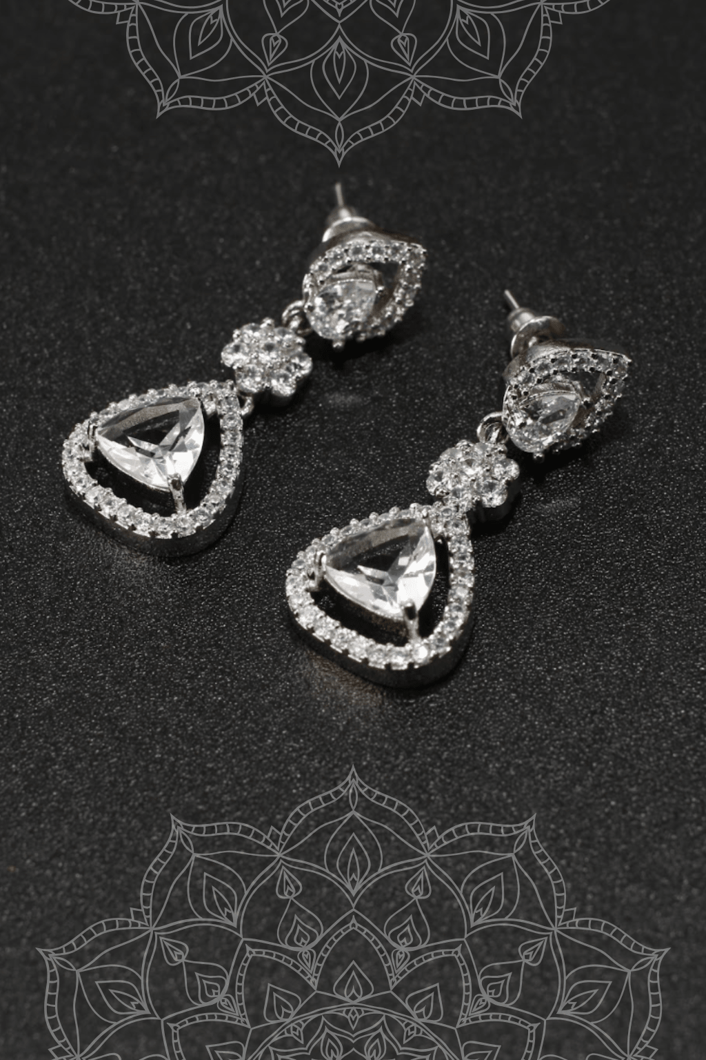 Zircon Teardrop Halo Dangle Earrings - Maxiblink