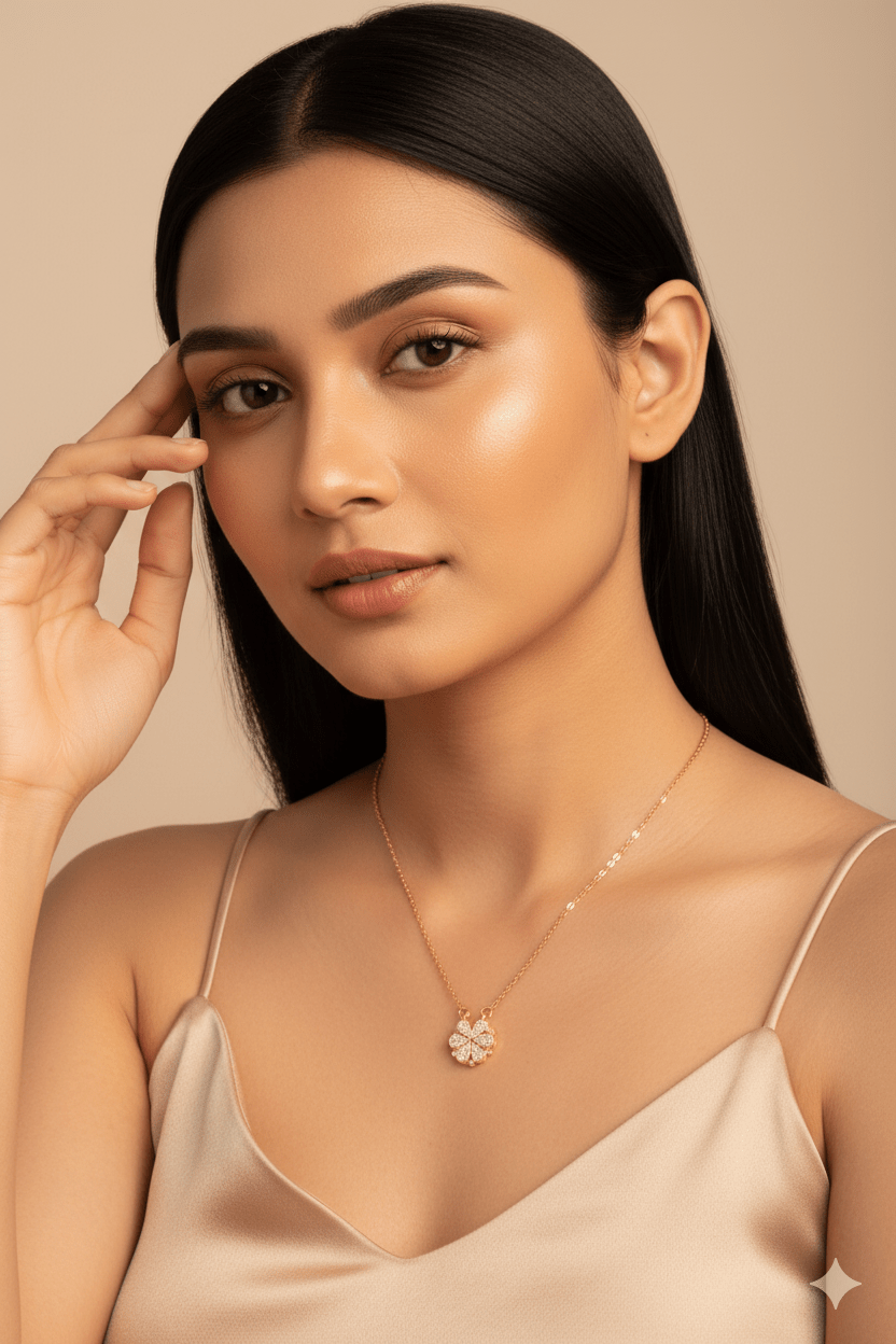 3 - in - 1 Magnetic Teardrop Pendant Necklace – Convertible Flower, Heart & Petal Design, Gold Tone Anti - Tarnish - Maxiblink