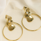Bold Textured Gold Disc Earrings with Crystal Drop – Statement Fashion Jewelry