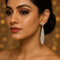 Silver Textured Long Drop Earrings