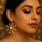 Golden Pearl Burst Statement Earrings | Anti-Tarnish Fashion Jewelry
