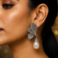 Leaf Motif Pearl Drop Earrings – Botanical Inspired Anti-Tarnish Design