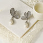 Leaf Motif Pearl Drop Earrings – Botanical Inspired Anti-Tarnish Design