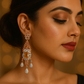 Premium AD Earrings with Amber Marquise & Princess Cut Stones