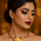 Golden Choker Necklace with Taro Plant Flower Design – Contemporary Statement Jewelry