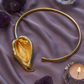 Golden Choker Necklace with Taro Plant Flower Design – Contemporary Statement Jewelry