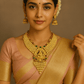 Antique Gold-Plated Lakshmi Temple Necklace Set with Pearl Layers