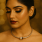 Minimalist Pearl Accent Silver Choker Necklace