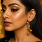 Elegant Curved Gold Ball Drop Earrings – Anti-Tarnish Statement Jewelry
