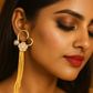 Heart Tassel Earrings with Floral Pearl Accents – Gold Anti-Tarnish