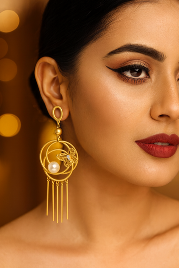 Pearl Hoop Butterfly Earrings – Statement Modern Design