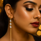 Crystal Chain Drop Earrings – Elegant Gold & CZ Design