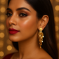 Gold Cluster Drop Earrings with Textured Discs