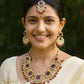 Grand Kundan Choker Necklace Set with Deep Ruby Squares