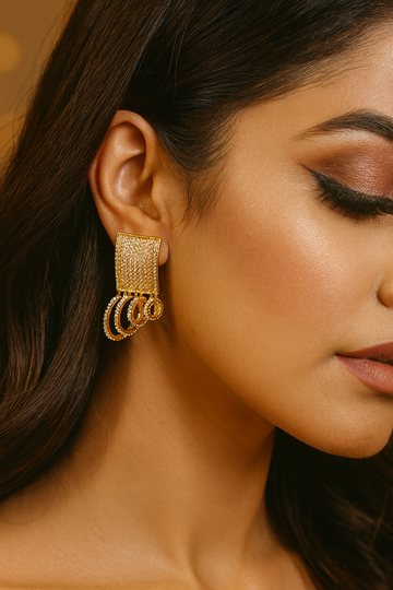 Gold-Plated Hoop Cluster Earrings