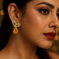 Yellow Butterfly Drop Earrings with CZ