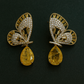 Yellow Butterfly Drop Earrings with CZ