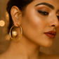 Modern Pearl Orbit Gold Hoop Earrings