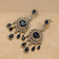 Royal Blue Chandelier Earrings with CZ Accents