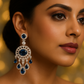 Royal Blue Chandelier Earrings with CZ Accents
