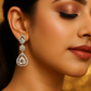 Zircon Teardrop Halo Dangle Earrings