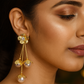 Gold-Plated Floral Pearl Drop Earrings – Elegant Anti-Tarnish Fashion Jewelry