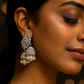 Zircon Leafwork Jhumka Earrings with Pearl Drops