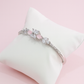 Floral Cluster Silver Bracelet with Pink Accents