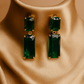 Emerald Green Double Drop Stud Earrings
