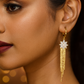 Gold Starburst Tassel Earrings