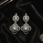 Elegant Silver Floral Drop Earrings with White CZ Stones