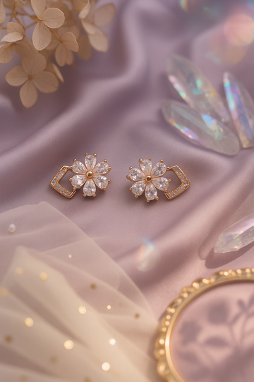 Floral Sparkle Stud Earrings