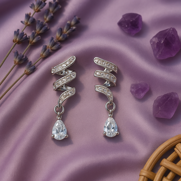 Spiral Diamond Drop Earrings