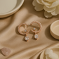 Rose Gold Half Hoop Earrings with CZ Dangling Drops