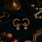 Rose Gold Half Hoop Earrings with CZ Dangling Drops