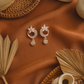 Floral Crescent Earrings with Hanging Flower