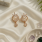 Floral Crescent Earrings with Hanging Flower